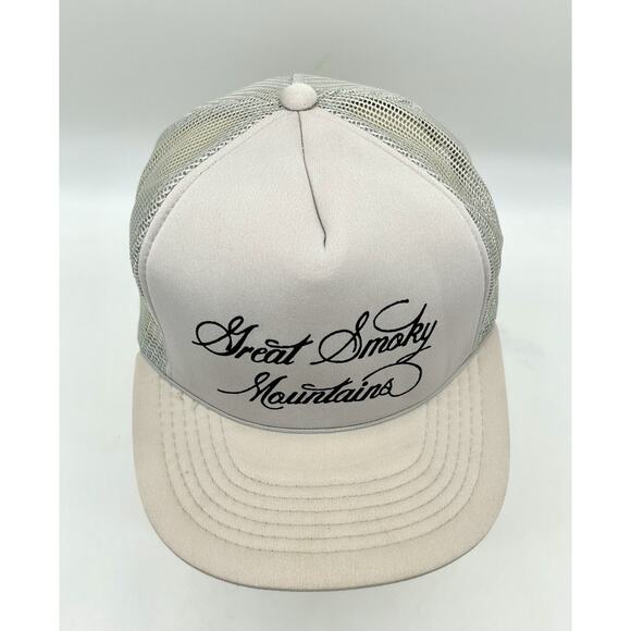 Vintage 90s Streetwear Great Smoky Mountains Script Spell Out Trucker Hat - Picture 4 of 9